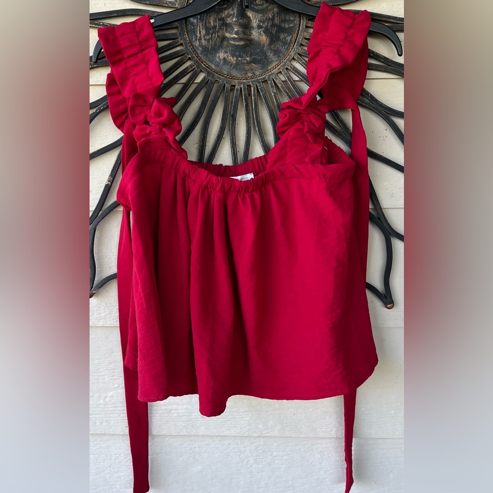 Carole Christian Ruffle Tank w/tie in back, size medium, NWOT